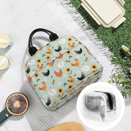 Cute Chicken Kids Lunch Box Portable Leakproof Large Capacity Thermal Picnic Cool Bags Multifunctional for School Picnic Travel Hiking Camping - color: Cute Chicken