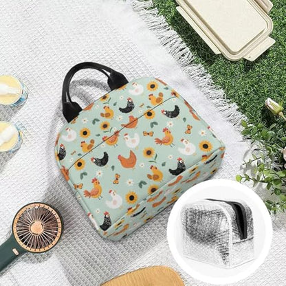 Cute Chicken Kids Lunch Box Portable Leakproof Large Capacity Thermal Picnic Cool Bags Multifunctional for School Picnic Travel Hiking Camping - color: Cute Chicken