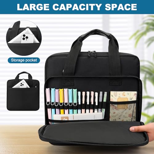 2 Inch 3 Ring Zipper Binder, Trapper Keeper Binder with Shoulder Strap - 500 Sheet Capacity & Multi-Pockets (Black)