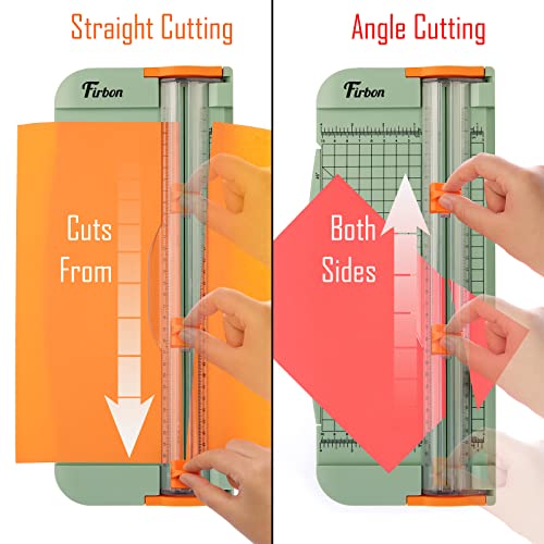 Firbon A4 Paper Cutter, 12 Inch Paper Trimmer with Extened Ruler, Morandi | 12 Sheet Capacity | CM & Inch Scale | Spring-Loaded Safe Blade | Cuts Cardstock, Vinyl, Coupons, Labels & Scrapbooking Crafts - color: Morandi