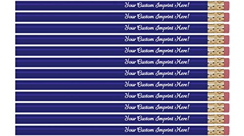 Express Pencils™ Personalized Pencils Round Custom Imprinted with your Name - Text - Logo - Message- 12 pkg - Includes Personalization - Great Gift Ideas (Navy Blue) - color: Navy Blue