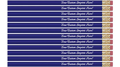 Express Pencils™ Personalized Pencils Round Custom Imprinted with your Name - Text - Logo - Message- 12 pkg - Includes Personalization - Great Gift Ideas (Navy Blue) - color: Navy Blue