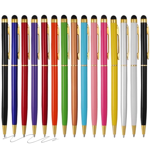 15 Pack Stylus Pens for Touch Screens Stylus Pen Compatible with Phone Tablets Kindle and Black Ink Ballpoint Pens-2 in 1 Stylists pens for Touch Screens (Gold) - color: Rose Gold