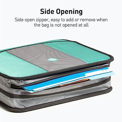 3 Inch 3 Rings Zipper Binder, Round Ring Binder with Expanding Files, Handle and Shoulder Strap, Green - color: Mint Green