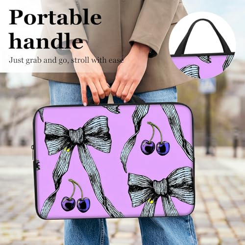 13 13.3 14 inch Laptop Sleeve with Handle, Black Bows Water‑Resistant Laptop Carrying Case for MacBook Air 13-inch/MacBook Pro 13/14 inch/Dell/HP/Lenovo - color: Black Bows, size: 13-14 inch Devices