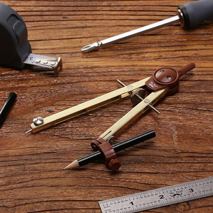 Mr. Pen- Metal Geometry Compass, Center-Wheel Design | Precision Drafting Compass with Pencil for School & Technical Drawing, Draws Circles up to 11 Inches Diameter - color: Gold