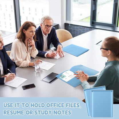 Henoyso 36 Pack Dusty Blue Plastic Folders with Clear Front Pockets Heavy Duty File Folders with 2 Pockets and Card Slot for Student Communication School Office Presentation Report - color: Dusty Blue