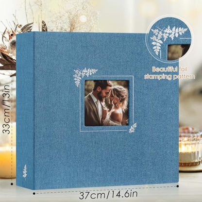 Lanpn Scrapbook Photo Album 12x12, Linen Window Design Cover Top Load 3 Ring Folder Binder Photobook Photo Book 12 x 12 inch with 30 Plastic Sleeves 60 Pages Blue - color: Blue, size: 12x12"