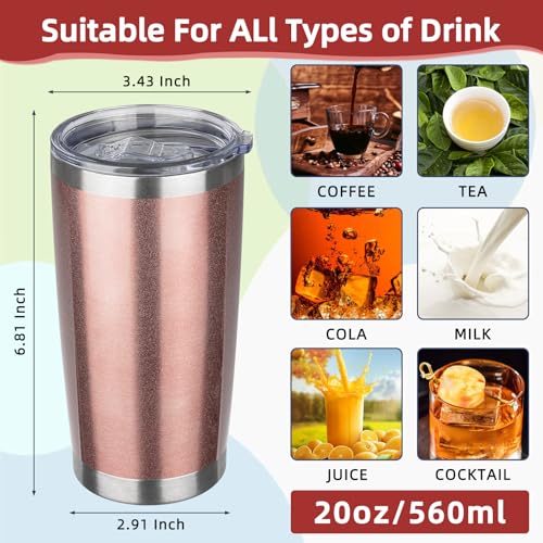 20oz Tumbler with Lid Stainless Steel Insulated Tumblers Travel Coffee Tumbler Bulk Double Wall Vacuum Insulated Water Cup Gifts for Christmas Women Men Her Him Home Office(Rose Gold, 4pack) - color: Rose Gold 4