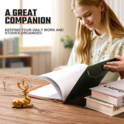 Ovesmusl Leather 3 Ring Binder Fits 8.5"x11" Letter Size Paper, 1 Inch Round Ring Binder Holds 200 Sheets, Notepad Paper Cover Loose Leaf Organizer, Brown Tree - color: Brown Tree, size: 1" Ring