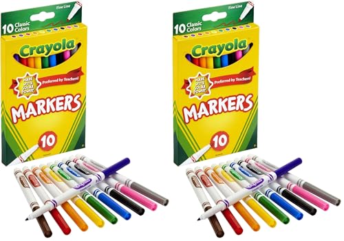Crayola MARKERS FINE LINE 10 COUNT (Pack of 2) - size: 10 Count (Pack of 2)