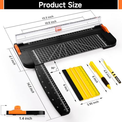 TECKWRAP Paper Cutter & A4 Trimmer – Straight Cutter for Paper with Craft Tool Kit, Squeegee, Removal Pen & Tweezers for Scrapbooking, DIY Crafts, Card Making, Labels, Gift Cards, Cardstock & Photos