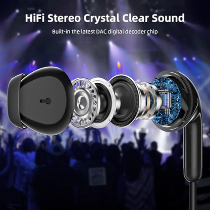 USB Headphones 7.5FT Long Cord Computer Headset Wired Earbuds Lightweight In-Ear Noise Isolation Hifi USB A Earphone with Mic Mute Volume Control for Chromebook PC Laptop Destop for Dell School Office
