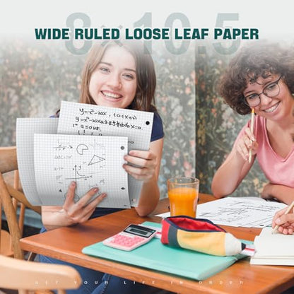 Loose Leaf Graph paper 8 x 10.5, Graph Ruled Paper, 3 Hole Punched Paper, 4 x 4 Quad Ruled Graph Paper, 10-1/2" x 8" Filler Paper Notebook Paper, 130 Sheets Graphing Paper for Business Home School - size: 8 x 10.5 In -130 Sheets