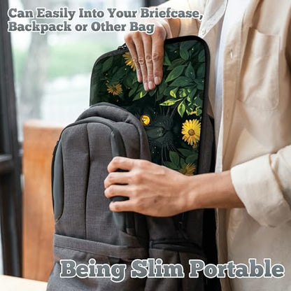 Universal Laptop Sleeve Tablet Case 12 inch, Black Cat Sunflowers Slim Carrying Case Durable Handbag Travel Laptop Bag for Surface Pro 9 8 7/Laptop Go 2 3, MacBook Air 11/12 - color: Black Cat Sunflowers, size: 12 inch
