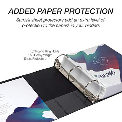 Samsill 4 Pack Durable 2 Inch 3 Ring Binders, Round Ring, Clear View Cover for Presentations, Black - color: Black, size: 3-Inch