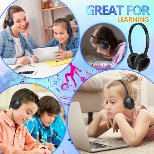 Headphones Bulk 100 Pack for School Classroom Student Children | Boys Girls Teens and Adult,Computer Earphones Class Set of Headphones for Students Online Lesson Testing 3.5mm Jack (Black) - size: 100 Pack Black