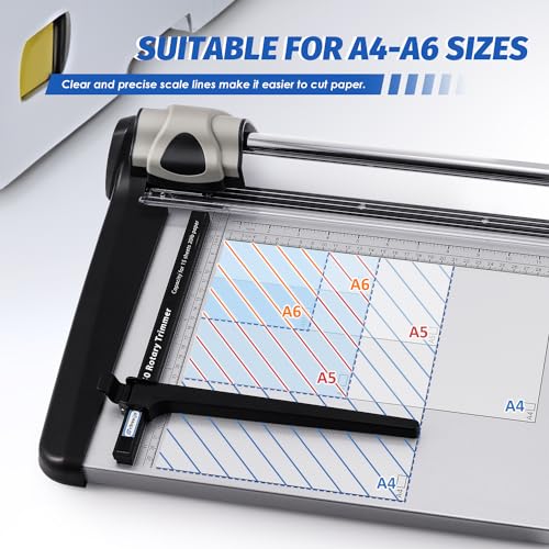 Rotary Paper Trimmer, 15 Sheets Heavy Duty Paper Trimmer, 360mm(14.17") Cutting Length, Commercial Grade Rotary Paper Cutter for Home/Office/School, Black & Silver - size: 14.17"