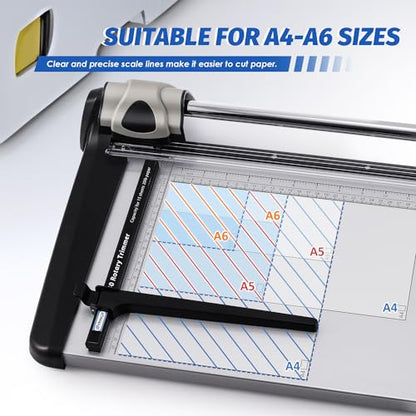 Rotary Paper Trimmer, 15 Sheets Heavy Duty Paper Trimmer, 360mm(14.17") Cutting Length, Commercial Grade Rotary Paper Cutter for Home/Office/School, Black & Silver - size: 14.17"
