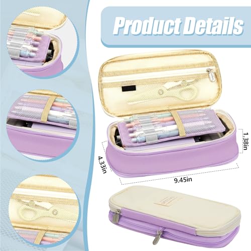 Jutom 39 Pcs Aesthetic Book Annotation Kit Highlighter with Case Bag Gel Pen Transparent Sticky Note Taking Bible Supplies(Purple,Cute Style) - color: Purple Beige, style: Cute Style