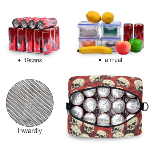 ALAZA Retro Skulls Red Insulated Lunch Bag Women Men Portable Reusable Cooler Lunch Tote Bag for Work Office Picnic College - color: Multi 15