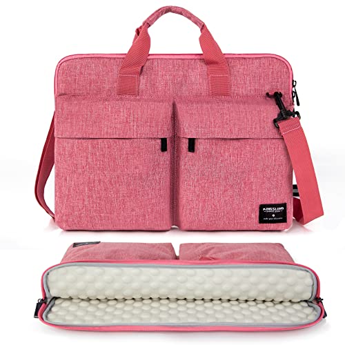 KINGSLONG Slim 17.3 inch Laptop Sleeve Bag Carrying Case with Shoulder Strap, Notebook Ultrabooks Computer Handbag Cover for Men Women Fit for Acer Asus HP Pink - color: Pink, size: 17 - 17.3 Inch