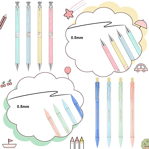 20 Pack Mechanical Pencils Kawaii Stationary Cute Mechanical Pencil Mixed 0.5mm 0.7mm 0.9mm Kawaii Pencil for School Office Home Supplies, Some with Top Erasers