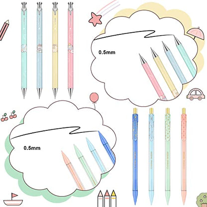 20 Pack Mechanical Pencils Kawaii Stationary Cute Mechanical Pencil Mixed 0.5mm 0.7mm 0.9mm Kawaii Pencil for School Office Home Supplies, Some with Top Erasers