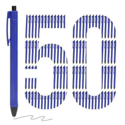 50 Pack Ballpoint Pens Bulk,1.0 mm Medium Point Black Ink Blue Barrel | Retractable, No Smear, No Bleed, Quick Dry Smooth Writing Click Pens for Studying, Journaling, Office and Everyday Use - color: Blue-50pieces