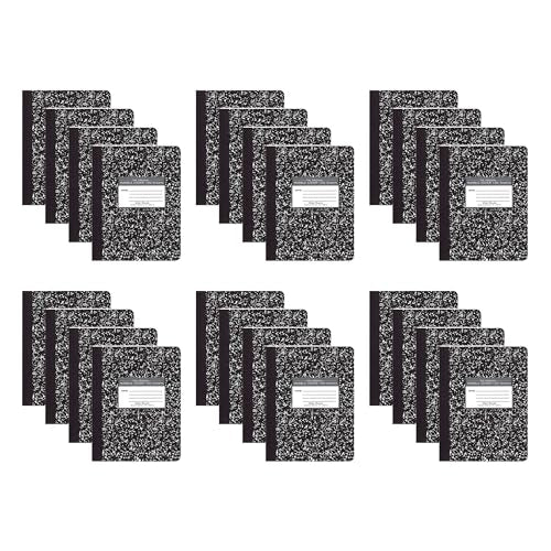ROARING SPRING Hard Cover Composition Notebook, 24 Pack, Black Marble Comp Book, 9.75″ x 7.5″, Wide-Ruled with Margin, 100 Sheets (200 Pages) - size: 9.75" x 7.5", style: 24 Pack - Wide-Ruled - 100 Sheets - Black Marble