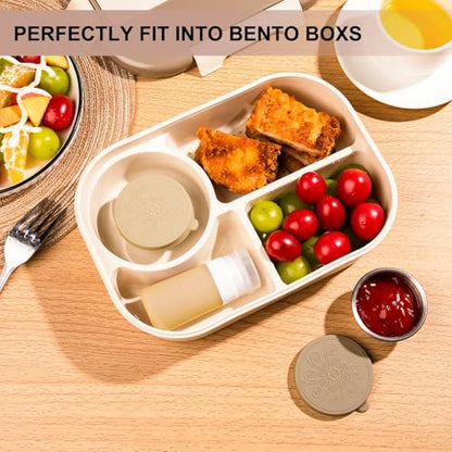 MICEBAY 8-Pack Salad Dressing Container To Go, 2-oz Silicone Small Condiment Squeeze Bottles and 1.6 oz Stainless Steel Sauce Containers Cups, Leakproof Condiment Containers with Lids for Lunch Box - color: Apricot, size: 2-oz