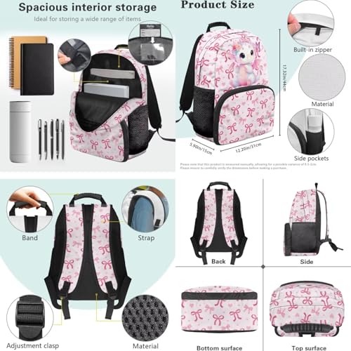 Large Capacity Teen Backpack Set with Insulated Lunch Bag and Pencil Case,Cute Dinosaur 3-in-1 School Backpack Lunchbox Pouch for High School Middle School Girls, Durable Student Daypack - color: Pink Bows-cute Dinosaur