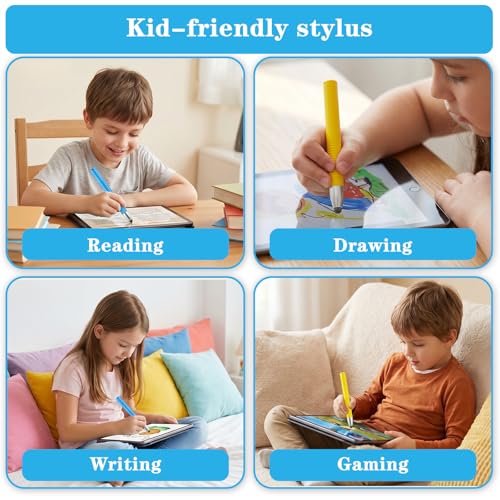 2 Pack Kid-Friendly Stylus Pens for Touch Screens Tablet Stylus Pen with Tether Anti-Rolling Universal Kids Tablet Touch Screen Stylusand for Screen Devices