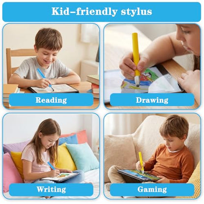 2 Pack Kid-Friendly Stylus Pens for Touch Screens Tablet Stylus Pen with Tether Anti-Rolling Universal Kids Tablet Touch Screen Stylusand for Screen Devices