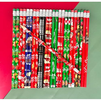 72PCS Wooden cased Christmas Pencils for Kids with Erasers, Wood Pencils for School,Drawing,Gift (72PCS) (Christmas, 72) - style: Christmas