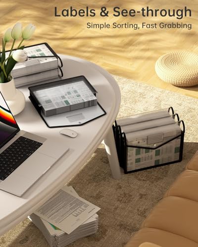 7 Pack Plastic Expanding File Folder, Fit Legal / B4 Size, Black | Transparent Envelopes with Snap Closure, No Dividers, Large Capacity, Black File Folder Organizer Holder, Bills&Taxes - color: Black, size: B4-Size -14.4"L× 11"W
