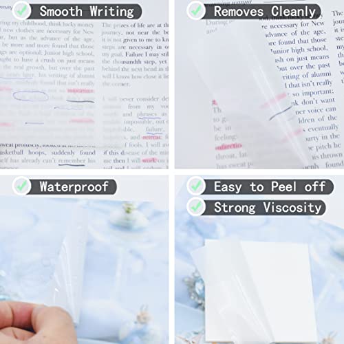 YOUDEFUL 800Pcs Transparent Sticky Notes, 3"x3" Clear Sticky Notes, Waterproof Translucent Sticky Note Pads for Books Annotation, Clear Post it Notes for Bible Study, School, Office（White） - size: Square White