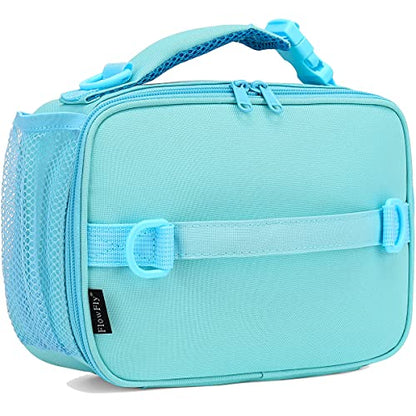 FlowFly Kids Lunch Bag, Durable Insulated School Lunch Box with Shoulder Strap and Bottle Holder, Water-resistant Thermal Small Lunch Cooler Tote for Teen Boys & Girls,Light Blue - color: Light#Blue