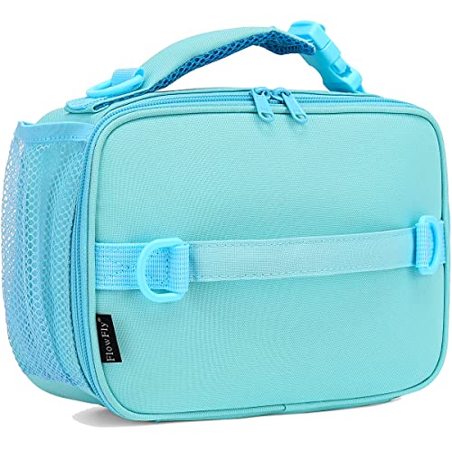 FlowFly Kids Lunch Bag, Durable Insulated School Lunch Box with Shoulder Strap and Bottle Holder, Water-resistant Thermal Small Lunch Cooler Tote for Teen Boys & Girls,Light Blue - color: Light#Blue
