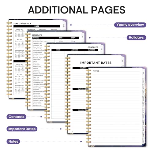 Planner 2026-2027, Academic Year Weekly and Monthly Calender Planner, from Jul 2026 - Jun 2027, Spiral Bound School Planning Book, Perfect for Teacher, Student, Women & Men, A4 (8.5" x 11"), Cosmic Amethyst - color: L-Cosmic Amethyst, size: (8.5"x11")a4