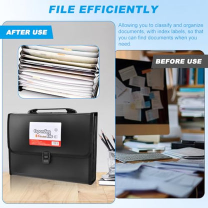 26 Pockets Accordion File Organizer with Lock & Handle, Waterproof Expanding File Folder with Labels, for Letter A4 Bills Receipts Home Office School