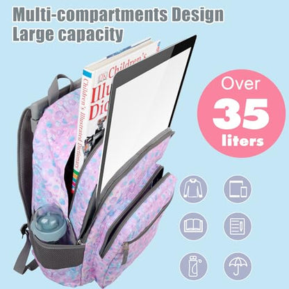 Tilami Rolling Backpack for Kids 18 Inch Double Handle Wheeled Bookbag for Boys & Girls for School & Travel,Pink shell - color: Pink Shell