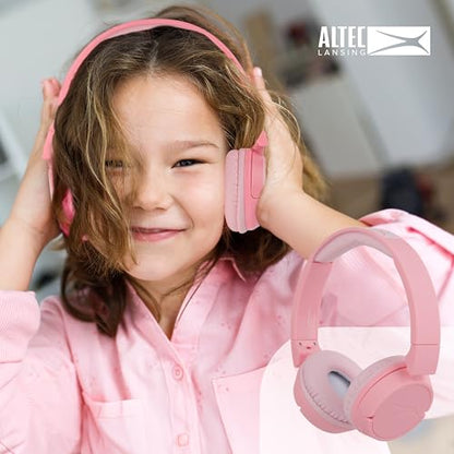 Altec Lansing - Kid Safe 2-in-1 Bluetooth Headphones, Safe Volume Limiting, Foldable Design, Enjoy Audio and Protect Your Child's Hearing (Pink) - color: Pink
