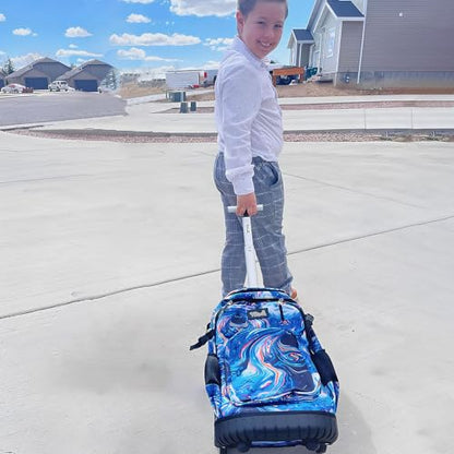 Tilami Rolling Backpack 19 inch with Lunchbox Wheeled Laptop Backpack, Painting Blue - color: Painting Blue