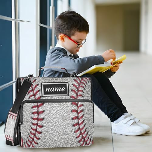 Kcldeci Personalized Zipper Binder 3 Ring，Baseball Ball Dirty Dark Baseball Red Stitching Custom Zipper Binder Organizer 1.5inch for School and Office Expanding File Folder - color: E18