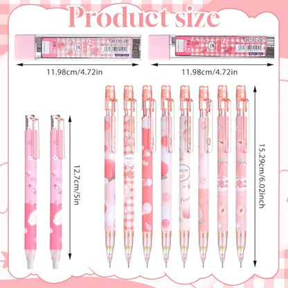 TIESOME 8 Pcs Kawaii Mechanical Pencils Set with Refill Leads & Erasers, 0.5mm/0.7mm Pink Cute Mechanical Pencils for School Office Supplies (Plastic)