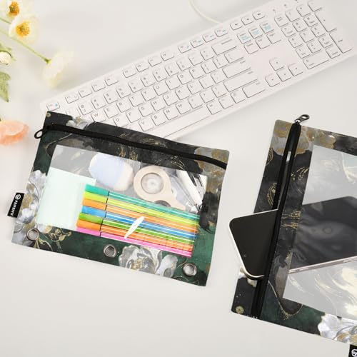 Funny Cat Pencil Pouches for 3 Ring Binder, Zipper Binder Pencil Case, 2 Pack Clear Window Case Bag for Office Organizers - color: Funny Cat