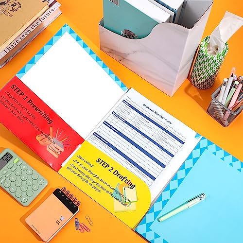 Satinior 24 Pcs Writing Process Pocket Folders Bulk 4 Pockets Writing Process Homework Folders for Students Teacher School Kids Classroom Supplies
