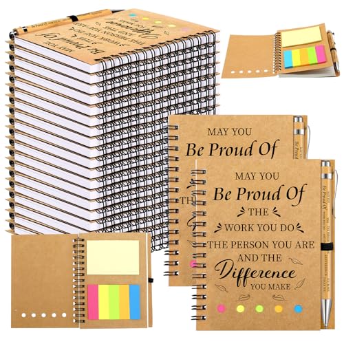 Yeaqee 100 Pcs Employee Appreciation Gifts Inspirational Gifts Set Mini Spiral Notebooks with Pen May You Be Proud of The Work You Do Motivational Thanks Gift for Staff Coworkers (Proud) - style: Proud