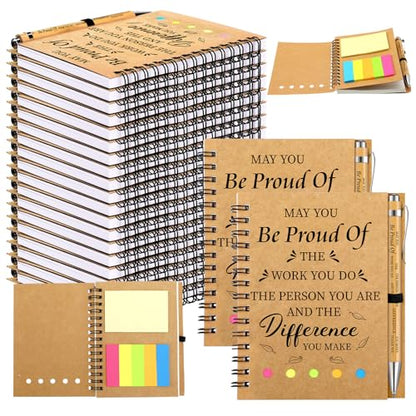 Yeaqee 100 Pcs Employee Appreciation Gifts Inspirational Gifts Set Mini Spiral Notebooks with Pen May You Be Proud of The Work You Do Motivational Thanks Gift for Staff Coworkers (Proud) - style: Proud